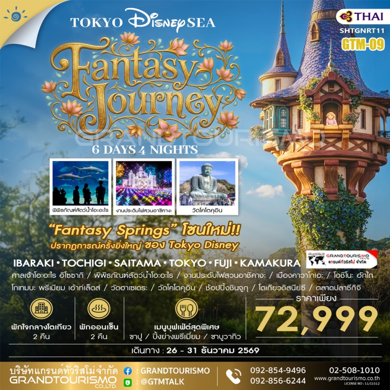 ทัวร์ญี่ปุ่น โตเกียว ดิสนีย์แลนด์ อิบารากิ พิพิธภัณฑ์สัตว์น้ำโอะอะไร งานประดับไฟ ออนเซ็น คาวาโกเอะ โ