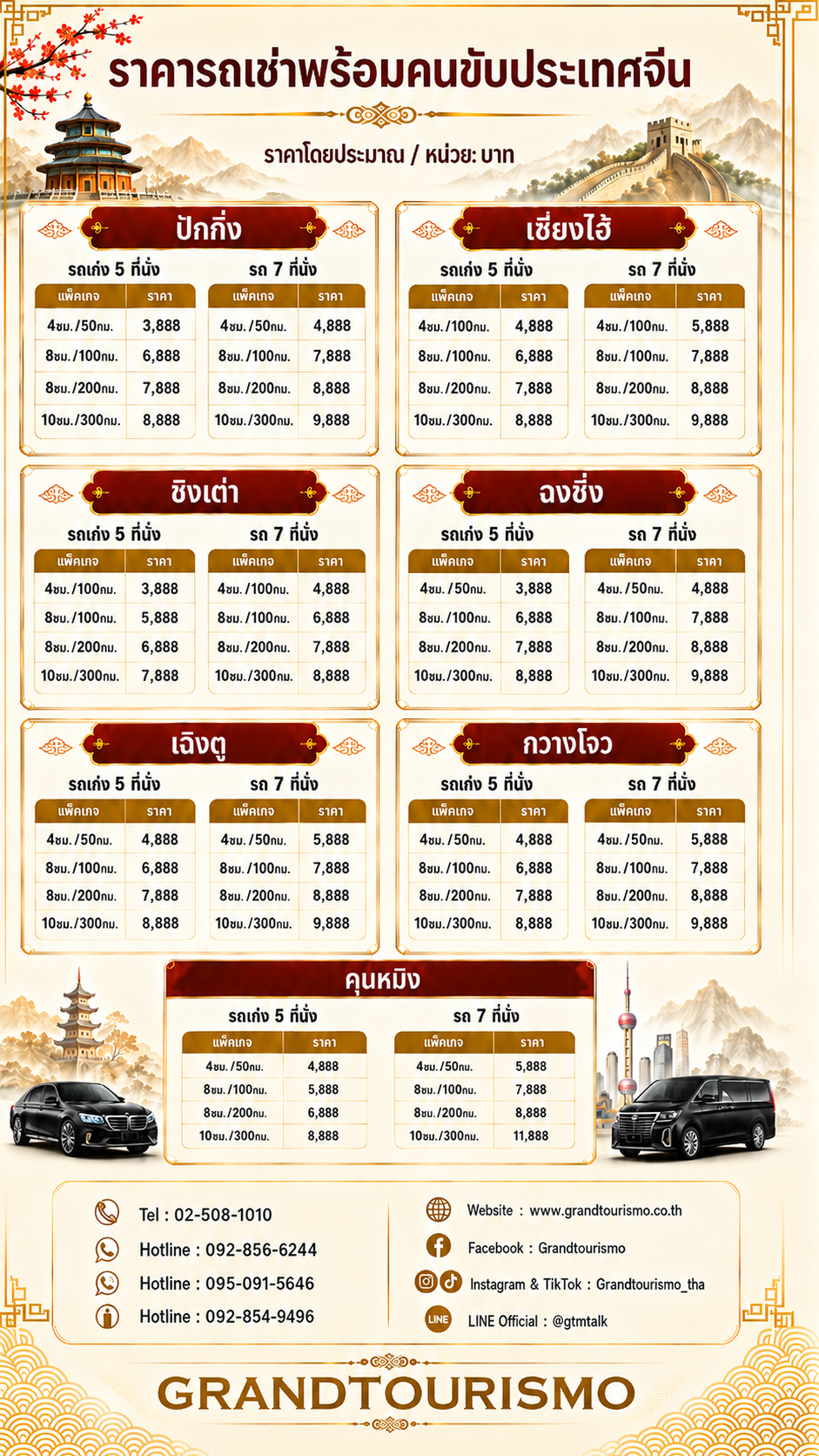 รถเช่าพร้อมคนขับเที่ยวจีน Grandtourismo